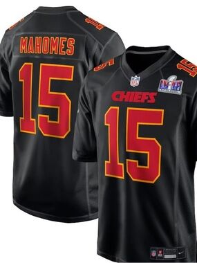 Patrick Mahomes #15 Chiefs Black Jersey - Red & Gold Accents XL